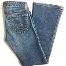 Bebe bootcut Jeans size 25 blue demin Y2K Medium Wash logo - £12.70 GBP