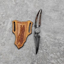 Handmade Collectible Feather Knife luxury Damascus Pocket Knife Ball Bearing - £183.54 GBP