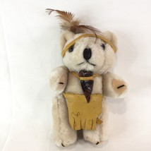 Monague Native Crafts Teddy Bear With Arrowhead Leather Traditional Dres... - $10.78