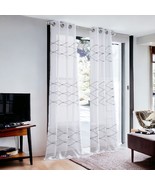 Set of Two 84&quot;  White Wave Embroidered Window Panels - $3,611.93 MXN