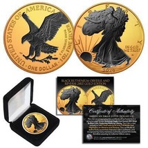 2024 1 oz .999 Silver American Eagle US Coin 24K Gold Gilded w/ Black Ru... - $84.11