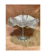 Vintage Faber Scalloped Hand Wrought Aluminum Rose Pattern Serving Pedes... - $32.49 CAD