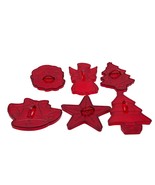 Set of 4 Vintage red Translucent Plastic Christmas Cookie Cutters Tree, ... - $14.85