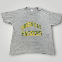 Vintage Russell Athletic T-Shirt Green Bay Packers Gray Men&#39;s Large Heat... - $33.87