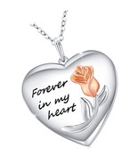 Flower Heart Locket Necklace That Holds - £126.68 GBP