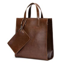 Vintage Men&#39;s Briefcase Business Office Bags Crazy horse Leather Handbag New com - £56.52 GBP