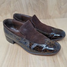 Vintage Bostonian Men&#39;s Loafers Size 8 D/B Brown Slip-On Croc Print Dres... - £29.92 GBP