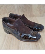 Vintage Bostonian Men&#39;s Loafers Size 8 D/B Brown Slip-On Croc Print Dres... - £29.71 GBP
