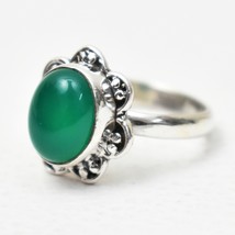 Genuine Green Onyx 925 Sterling Silver Handmade Ring Size US 4-12 Women Gift - £22.62 GBP
