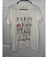 J.Crew Graphic PARIS White 100% Cotton Short Sleeve T-shirt Women&#39;s XL S... - €15,88 EUR