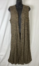 LULAROE Women&#39;s Joy Long Vest Sleeveless Brown Open Side Slits Size Medium - $14.24