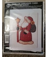 NMI Iron-On SANTA Appliqué Card By Number Greeting Christmas Card Kit NI... - $94.99 MXN