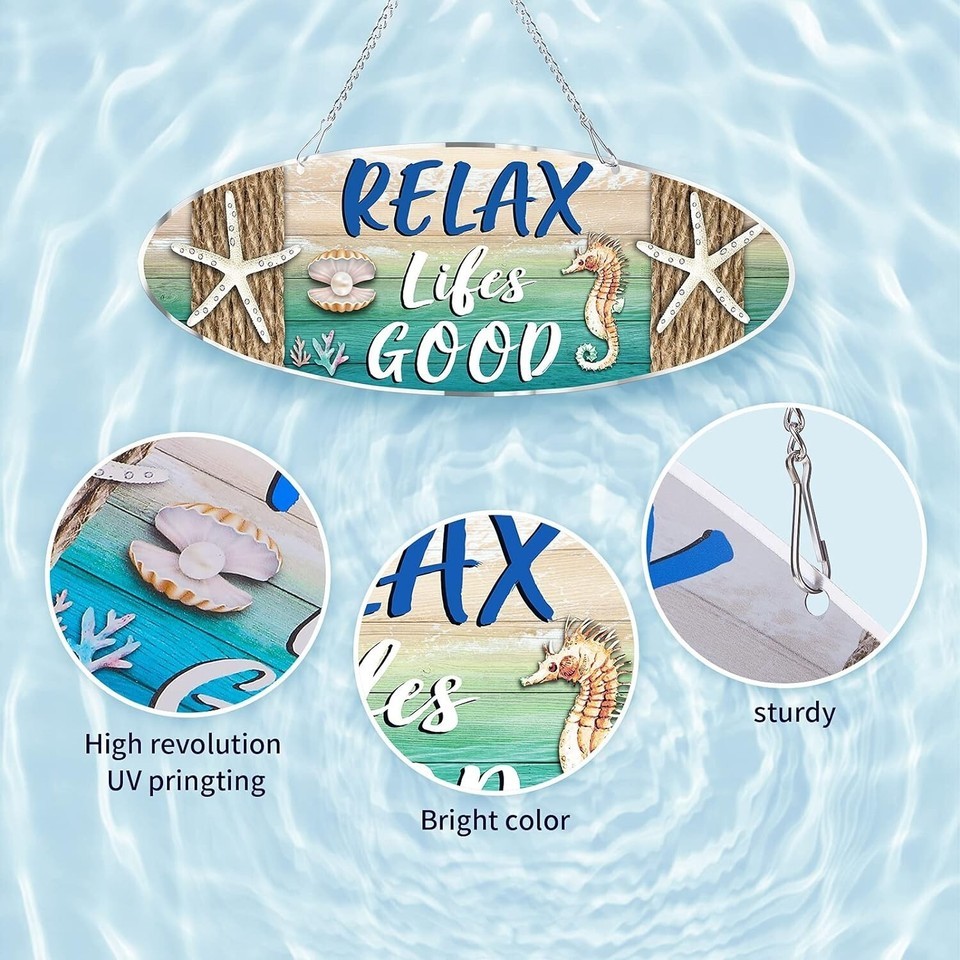 Hanging Beach Sign Décor, Starfish Wall Décor, Beach Plaque 4"L x 11"W Item image 5
