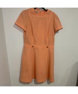 VINTAGE 60&#39;s 70&#39;s Embossed A-Line Union Tag Peach Cap Sleeve Mini A-Line... - $53.95 CAD