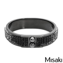 $190 Misaki Gun Metal/Black Faux Pearl Bangle Bracelet***1 Only/Very Rare!! - £119.87 GBP