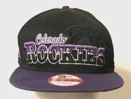 $25 Colorado Rockies Snapback MLB Split Block Black Purple Hat Cap One Size New - $28.43