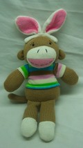 Dan Dee Sock Monkey Girl W/ Bunny Ears 11&quot; Plush Stuffed Animal Toy - £11.87 GBP