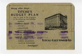 Titche Goettinger Co. 1933 Budget Plan Card Dallas Texas Department Store - $44.57