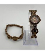 Elegant Bronze Stainless Steel Watch - New Battery with matching bracelet - $271.14 MXN