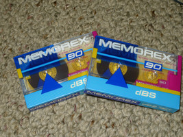 New Lot of 2 MEMOREX DBS SERIES 90 MINUTE AUDIO CASSETTE TAPES Blank Normal - £7.39 GBP