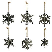 Hanging Galvanized Folding Snowflakes with Bells Set of 6 - £135.82 GBP