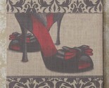 Stiletto Shoe Print Stretched Linen Wall Plaque 15.7&quot; Vintage Look Bow #... - $9.90