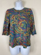 Rebecca Malone Womens Size PS Colorful Paisley Knit Blouse 3/4 Sleeve - £8.48 GBP