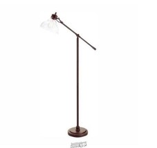 54.25 in. LED Oil Rubbed Bronze Counter Balance Floor Lamp with Clear Glass Shad - £53.14 GBP