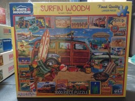 White Mountain 1000 Piece Jigsaw Puzzle Surfin Woody Beach USA Hawaii - $23.04