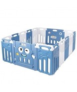 16-Panel Foldable Baby Playpen Kids Activity Centre-Blue - Color: Blue - $3,935.04 MXN