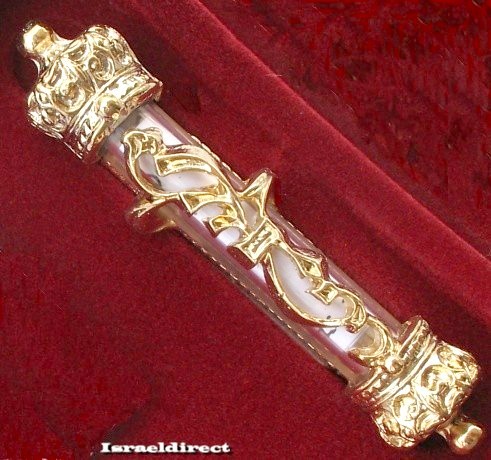 Beautiful gold car mezuza mezuzah includes non kosher scroll Israel FREE SHIP