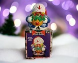 JSNY Holiday Snowman Wreath with Box Christmas Candle Holder Votive Teal... - $11.63
