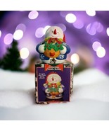 JSNY Holiday Snowman Wreath with Box Christmas Candle Holder Votive Teal... - €9,95 EUR