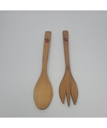 Vintage MCM Wooden Salad Serving Fork and Spoon Cherry 12&quot; - $16.79