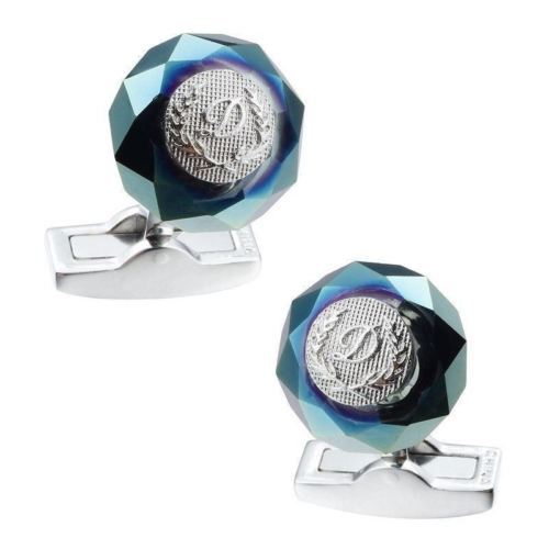 Boutons de manchette style ST Dupont luxury Cufflinks blue stone Silver GemellI - $42.48