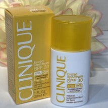 Clinique Mineral Face Sunscreen Fluid SPF 30 Sensitive Skin Formula 1oz NIB Free - $24.70