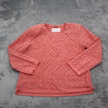 Focus Sweatshirt Womens M Pink Long Sleeve Crew Neck Side Slit Pullover Top - $19.78