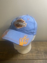  Harley-Davidson Motor Cycle blue hat with orange flames  - £14.86 GBP