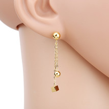 Gold Tone Post Earrings With Dangling Ball &amp; Cube - £18.18 GBP