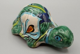Mexican Folk Art Hand Painted Ceramic Turtle Redware 4&quot;L x 1.75&quot;H - £14.91 GBP
