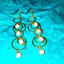 Vintage silver hoop beaded dangle earrings - $14.85