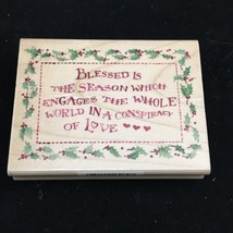 Blessed is The Season Holly Frame Wood Mounted Stamp  All Night Media - £3.89 GBP