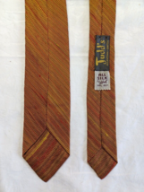 Skinny Neck Tie 50&#39;s Judd&#39;s  Narrow Striped 2&quot;x55 1/2&quot; Golden All Silk USA Made - £16.61 GBP