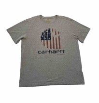 Carhartt T-Shirt Mens Large Gray Made USA American Flag Workwear Patriotic - $11.65