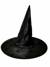 Black Spiderweb Halloween Witch Hat 18 in - £10.09 GBP