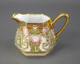 Nippon Hand Painted Ornate Embellished Gold Moriage Floral Creamer Rare Stunning - £115.09 GBP