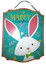 Happy Easter Bunny Hanging Sign Décor 10.5&quot; x 13.5&quot;w - £10.74 GBP