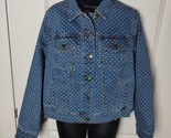 Woman Within Button Up Jacket Womens Size 12W Blue White Polka Dot Denim... - $9.89