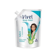 Vivel Body Wash, Mint &amp; Cucumber Shower Crème , Liquid Refill Pouch, 400ml - £12.37 GBP