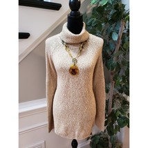 Michael Kors Sweater Womens XL Beige Soft Wool Long Sleeve Turtleneck Pullover - $27.72